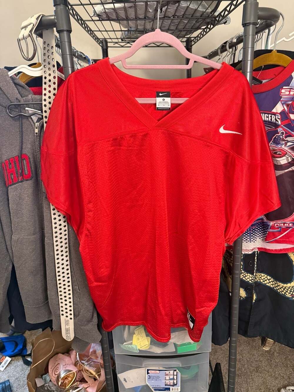 Nike Blank Football Practice Jersey, Mesh Training Shirt, Red, Men's Size XL